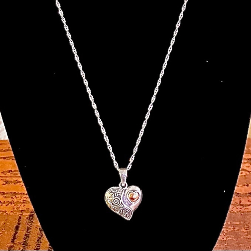 Brand New 925 Italian Silver Heart Necklace